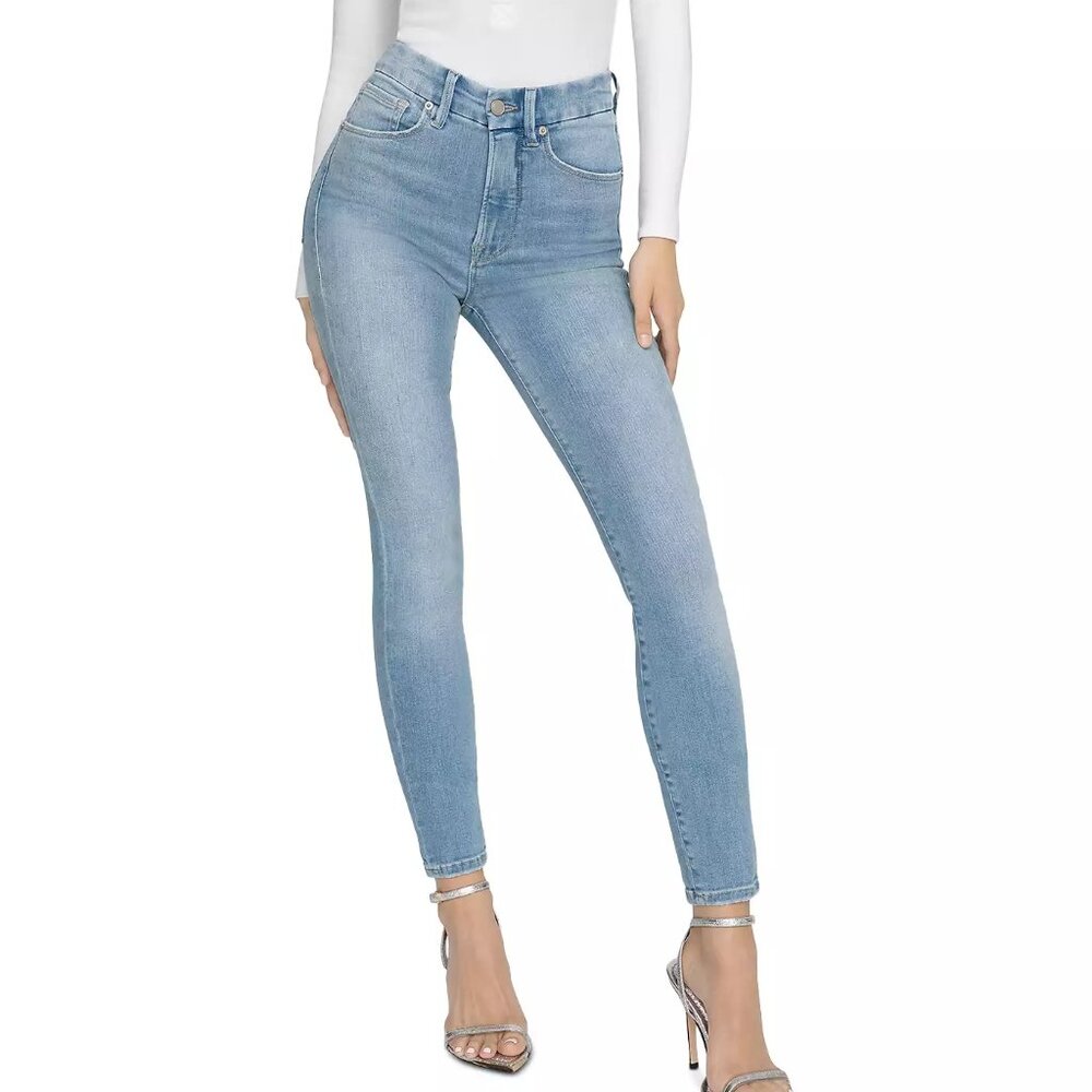 Good American Good Waist Skinny High Rise Jeans in Blue629 Medium Wash